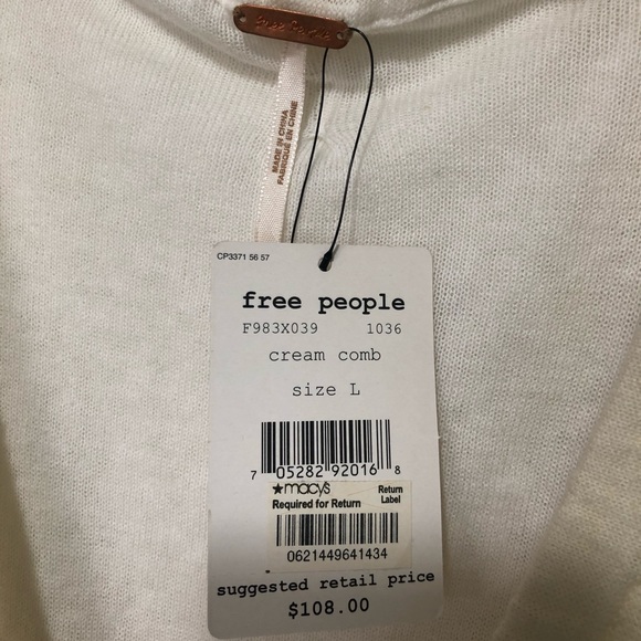 NWT Free People Cardigan Cream/White - Picture 5 of 9